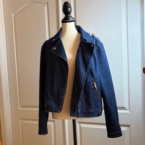 LOFT Dark Blue Denim Moto Jacket - Women's